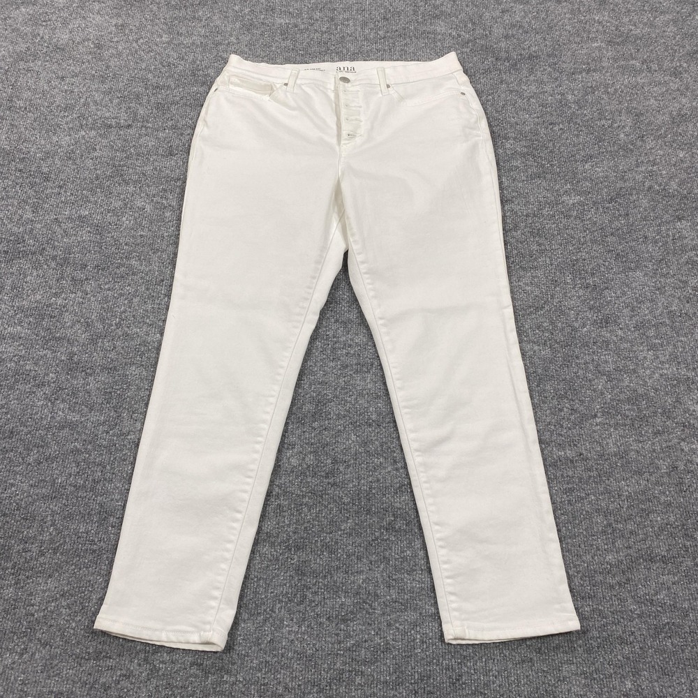 a.n.a Jeans Womens 10 White High-Rise Skinny Ankle Exposed Button Fly Stretch